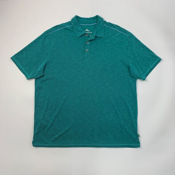 Tommy Bahama Polo Shirt Mens XL Extra Large Jade Green Space Dye Short Sleeve - Picture 2 of 11